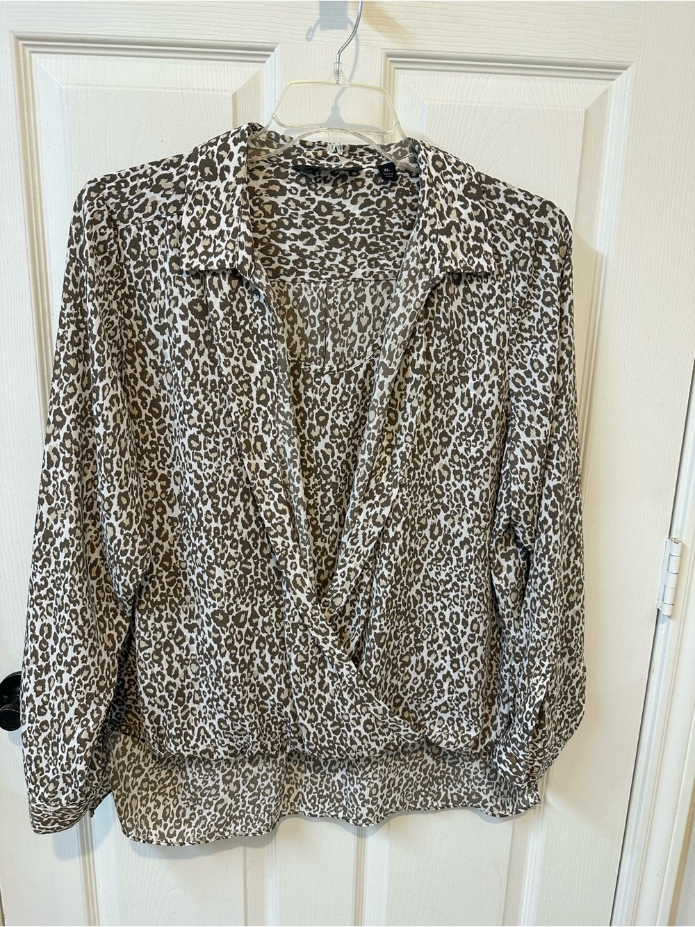 Investments Leopard-Print Wrap Blouse - Brown & Cream
